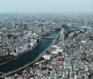 Preview wallpaper city, river, aerial view, buildings, cityscape