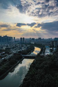 Preview wallpaper city, river, aerial view, buildings, cityscape