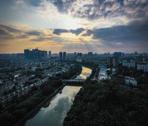 Preview wallpaper city, river, aerial view, buildings, cityscape