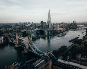 Preview wallpaper city, river, aerial view, buildings, architecture, london