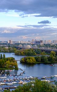 Preview wallpaper city, river, bridge, view, kiev, ukraine