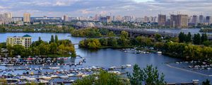 Preview wallpaper city, river, bridge, view, kiev, ukraine