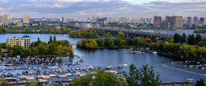 Preview wallpaper city, river, bridge, view, kiev, ukraine