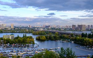 Preview wallpaper city, river, bridge, view, kiev, ukraine