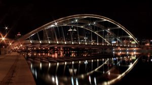 Preview wallpaper city, river, bridge, lights