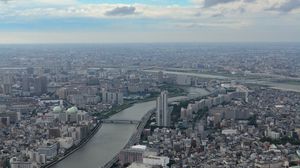 Preview wallpaper city, river, buildings, tokyo