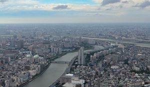 Preview wallpaper city, river, buildings, tokyo