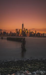 Preview wallpaper city, river, coast, buildings, architecture