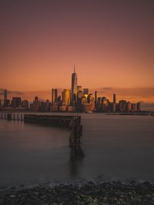 Preview wallpaper city, river, coast, buildings, architecture