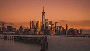 Preview wallpaper city, river, coast, buildings, architecture