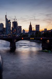 Preview wallpaper city, river, dusk, evening