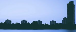 Preview wallpaper city, river, evening, buildings