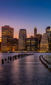 Preview wallpaper city, river, evening, lights