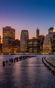 Preview wallpaper city, river, evening, lights