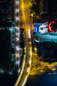 Preview wallpaper city, road, backlight, aerial view