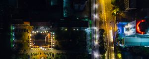 Preview wallpaper city, road, backlight, aerial view