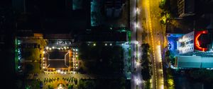 Preview wallpaper city, road, backlight, aerial view
