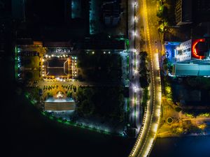 Preview wallpaper city, road, backlight, aerial view