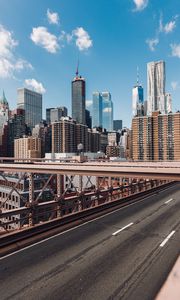 Preview wallpaper city, road, buildings, sky