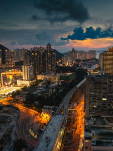 Preview wallpaper city, road, buildings, skyscrapers, sky