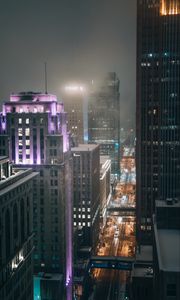 Preview wallpaper city, road, buildings, lights, architecture