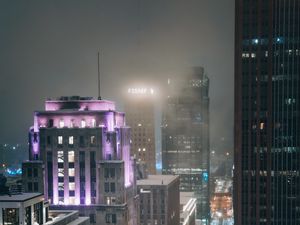 Preview wallpaper city, road, buildings, lights, architecture