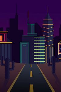 Preview wallpaper city, road, cactus