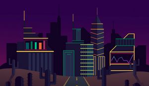 Preview wallpaper city, road, cactus