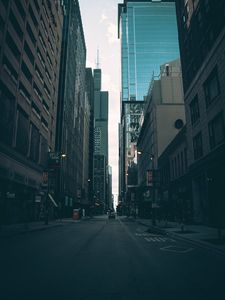 Preview wallpaper city, road, car, distance, buildings