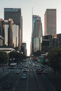 Preview wallpaper city, road, cars, asphalt, skyscrapers