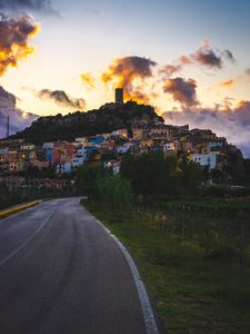 Preview wallpaper city, road, clouds, sky