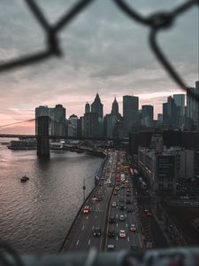 Preview wallpaper city, road, coast, buildings, architecture, new york