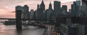 Preview wallpaper city, road, coast, buildings, architecture, new york