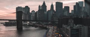 Preview wallpaper city, road, coast, buildings, architecture, new york