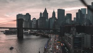 Preview wallpaper city, road, coast, buildings, architecture, new york