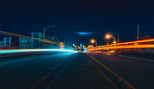 Preview wallpaper city, road, evening, traffic