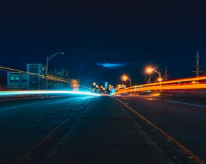 Preview wallpaper city, road, evening, traffic