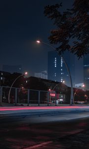 Preview wallpaper city, road, lanterns, buildings, night