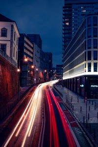 Preview wallpaper city, road, lights, long exposure, motion