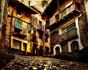 Preview wallpaper city, road, narrow, stone, house