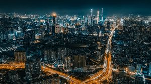Preview wallpaper city, road, night, glow
