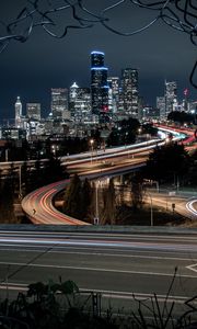 Preview wallpaper city, road, night, lights, view