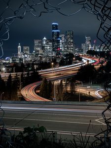 Preview wallpaper city, road, night, lights, view