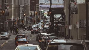 Preview wallpaper city, road, street, cars