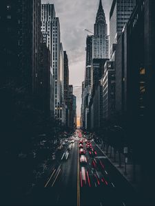 Preview wallpaper city, road, traffic, buildings, architecture, dark