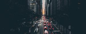 Preview wallpaper city, road, traffic, buildings, architecture, dark