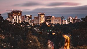 Preview wallpaper city, roads, long exposure, lines, glow