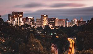 Preview wallpaper city, roads, long exposure, lines, glow