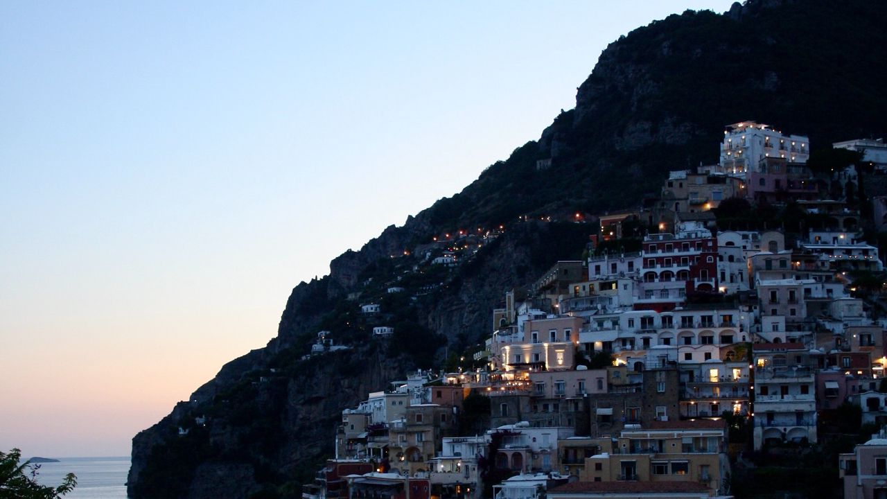 Wallpaper city, rocks, buildings, architecture, night
