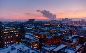 Preview wallpaper city, roof, evening, sky